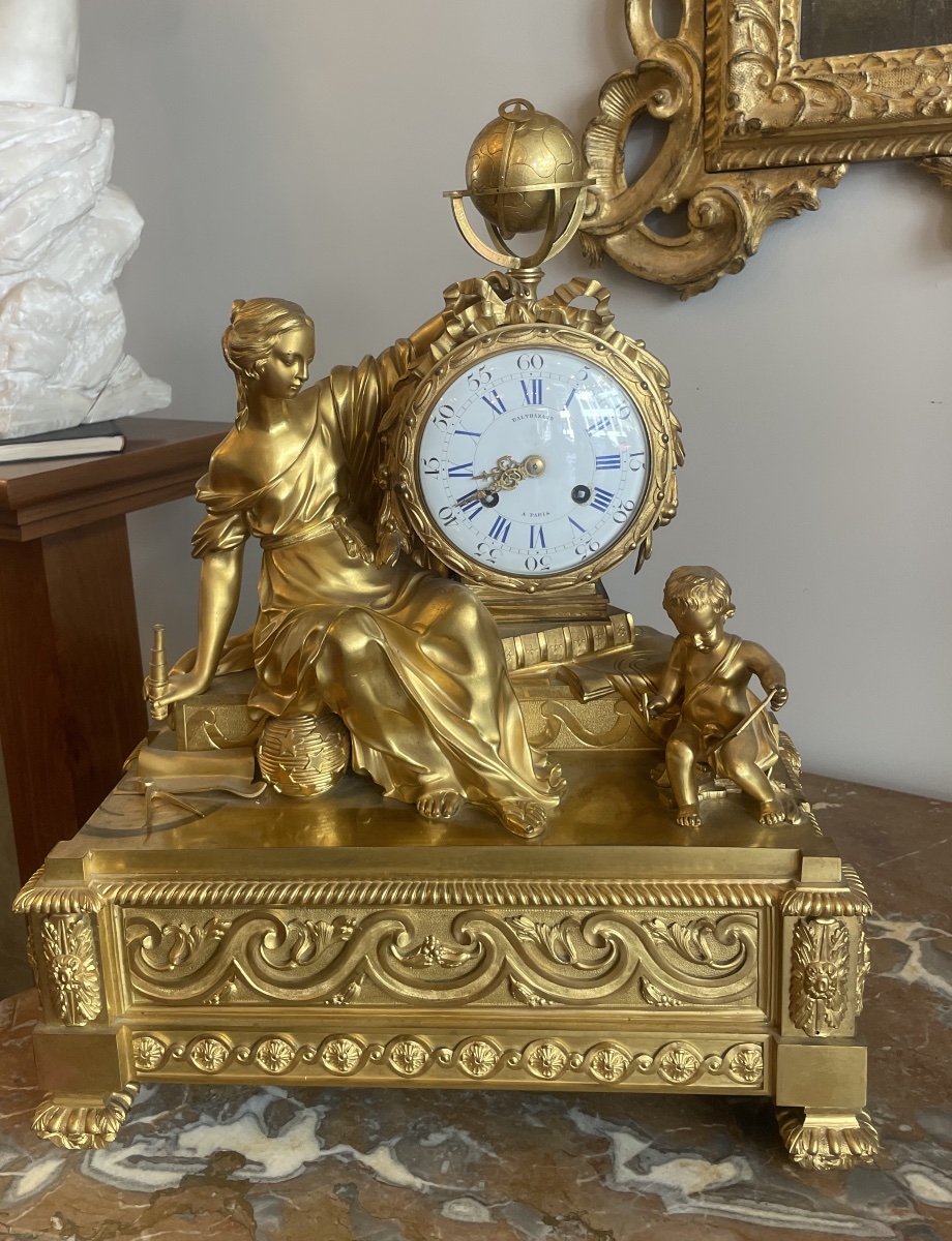 Important Gilded Bronze Clock Signed -photo-3
