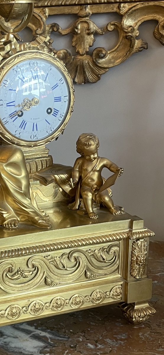 Important Gilded Bronze Clock Signed -photo-8