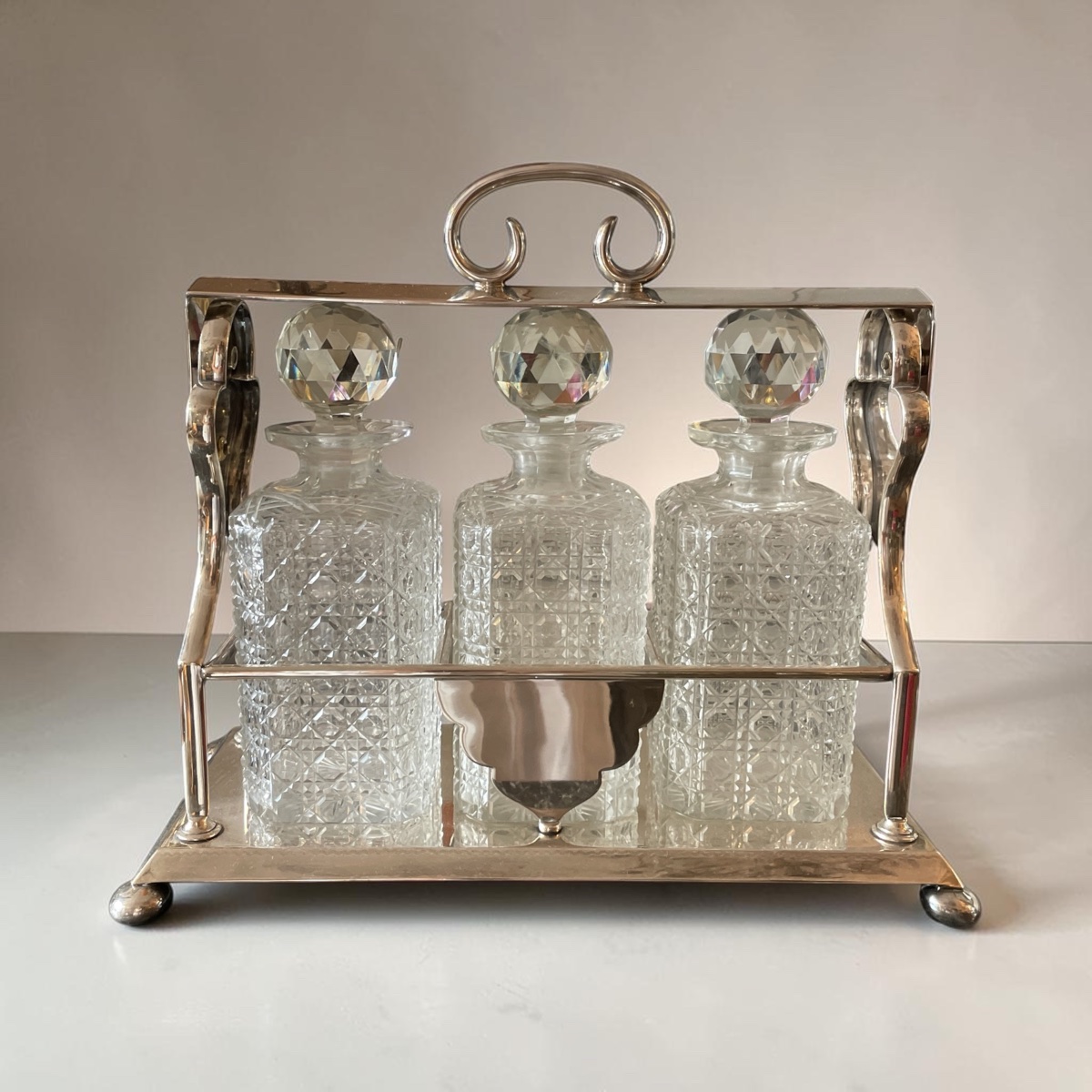 Tantalus In Silver-plated Metal And Cut Crystal 19th Century / Early 20th Century-photo-2
