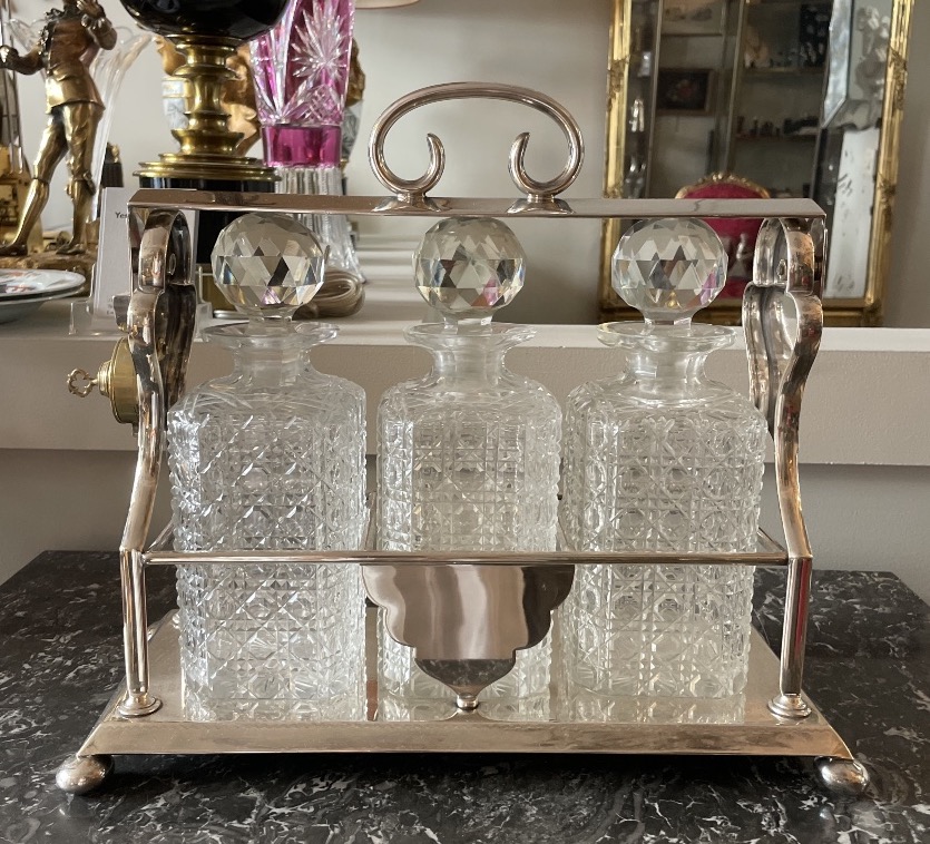 Tantalus In Silver-plated Metal And Cut Crystal 19th Century / Early 20th Century-photo-3
