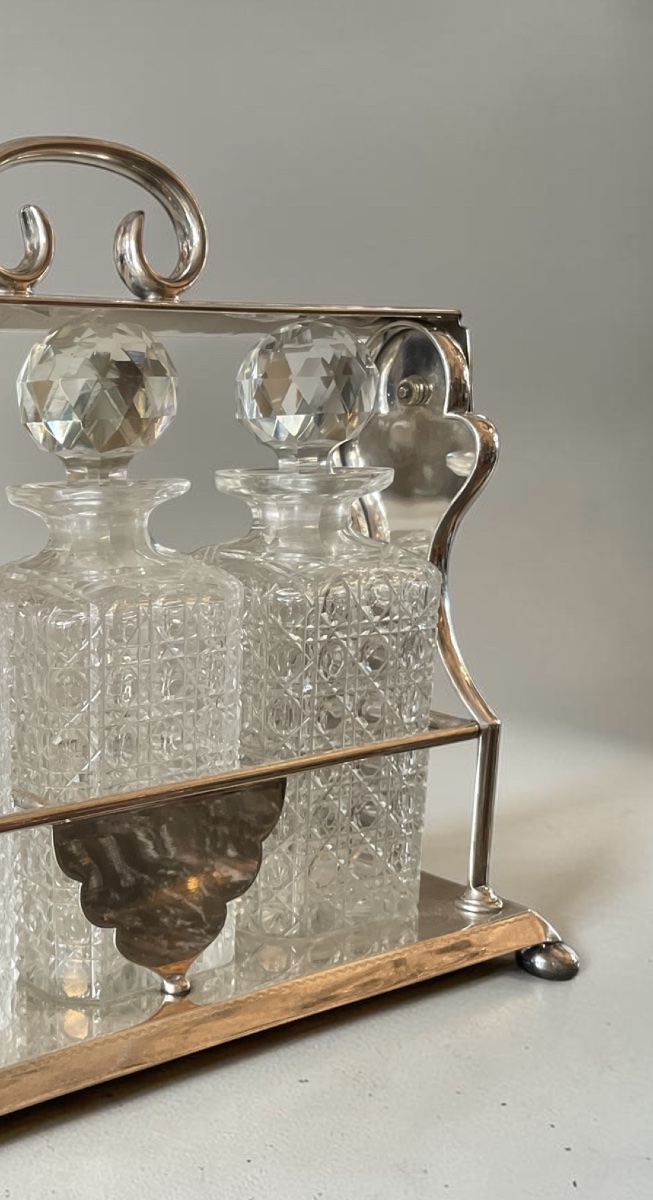 Tantalus In Silver-plated Metal And Cut Crystal 19th Century / Early 20th Century-photo-6