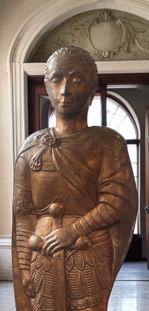 Monumental Sculpture Of Saint George In Repoussé Copper – Signed L. Macon, 1958-photo-4