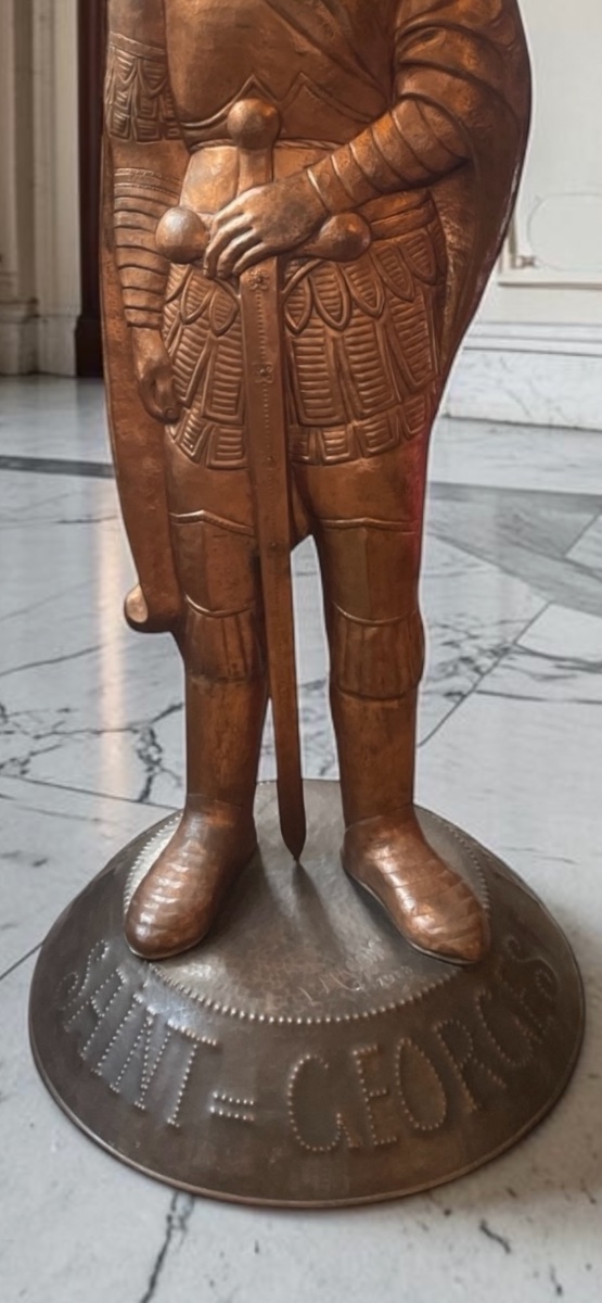 Monumental Sculpture Of Saint George In Repoussé Copper – Signed L. Macon, 1958-photo-4
