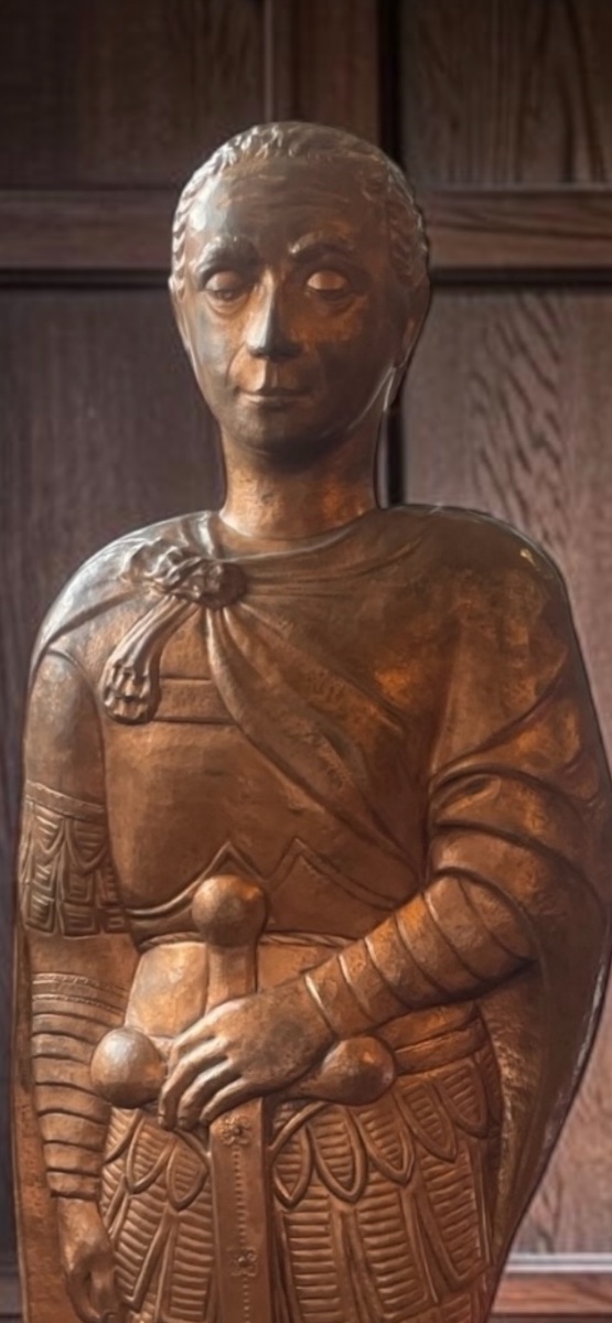 Monumental Sculpture Of Saint George In Repoussé Copper – Signed L. Macon, 1958-photo-6