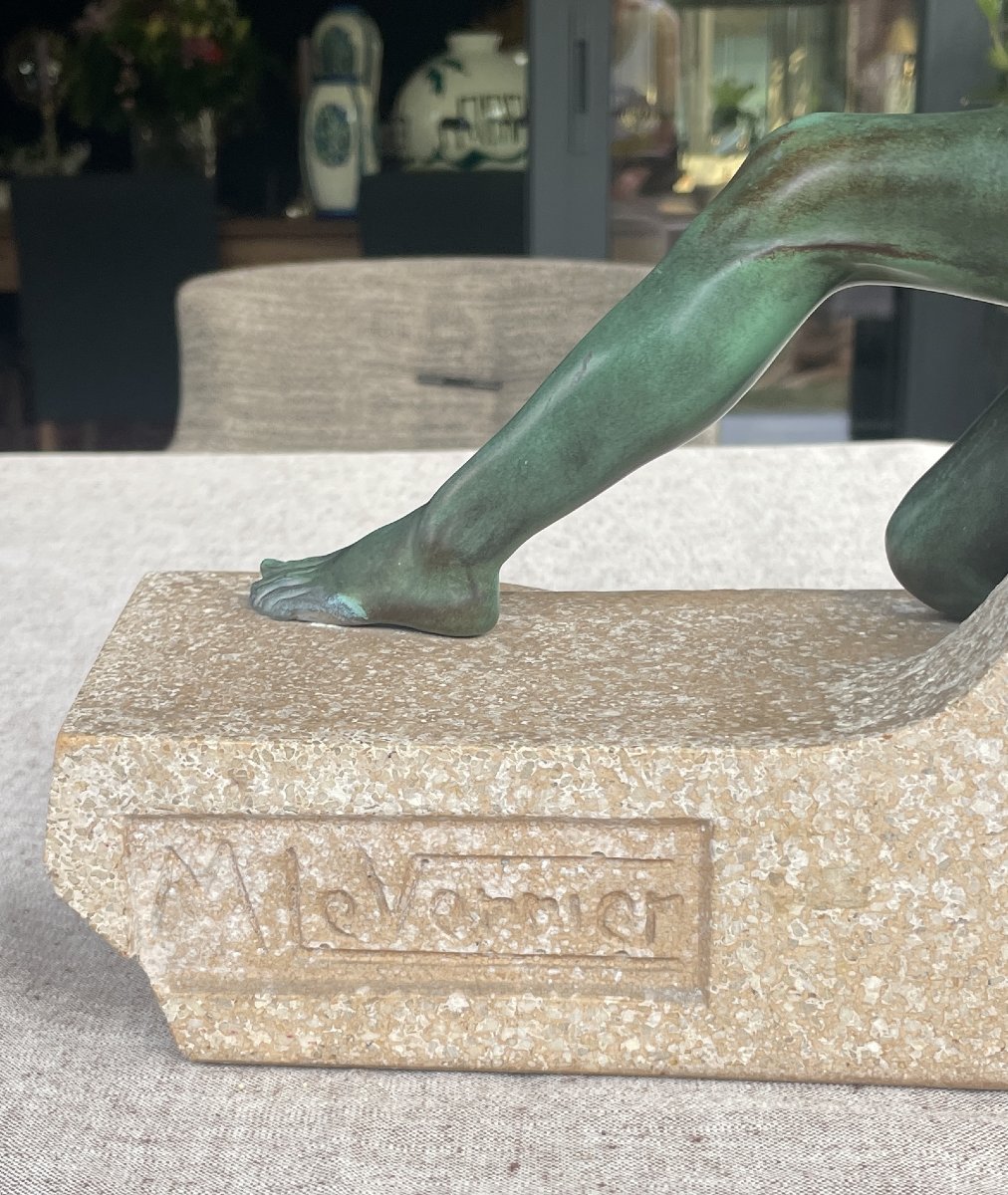 Max Le Verrier, “mowgli And Bagheera,” Art Deco Sculpture, Circa 1930-photo-2