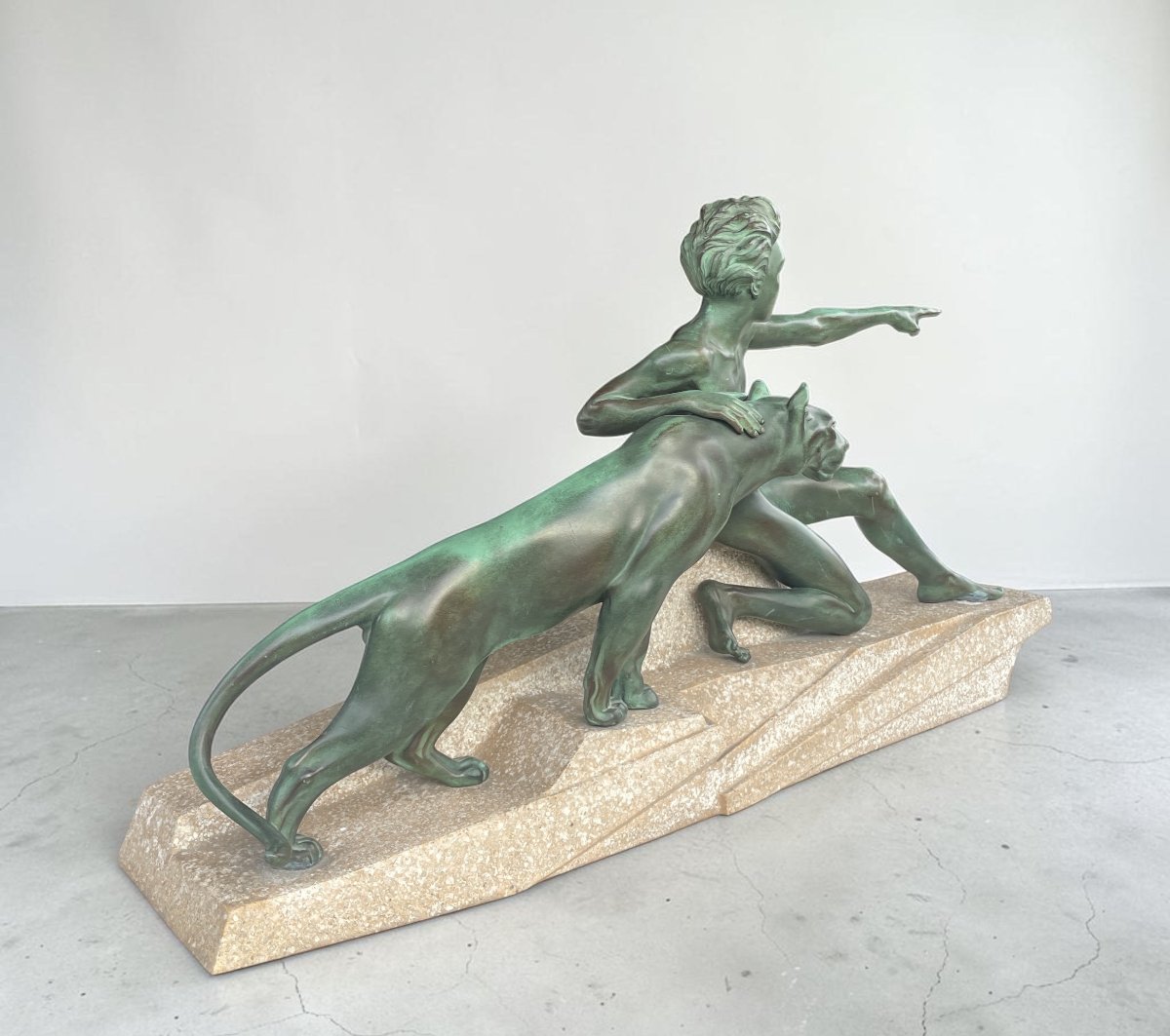 Max Le Verrier, “mowgli And Bagheera,” Art Deco Sculpture, Circa 1930-photo-3
