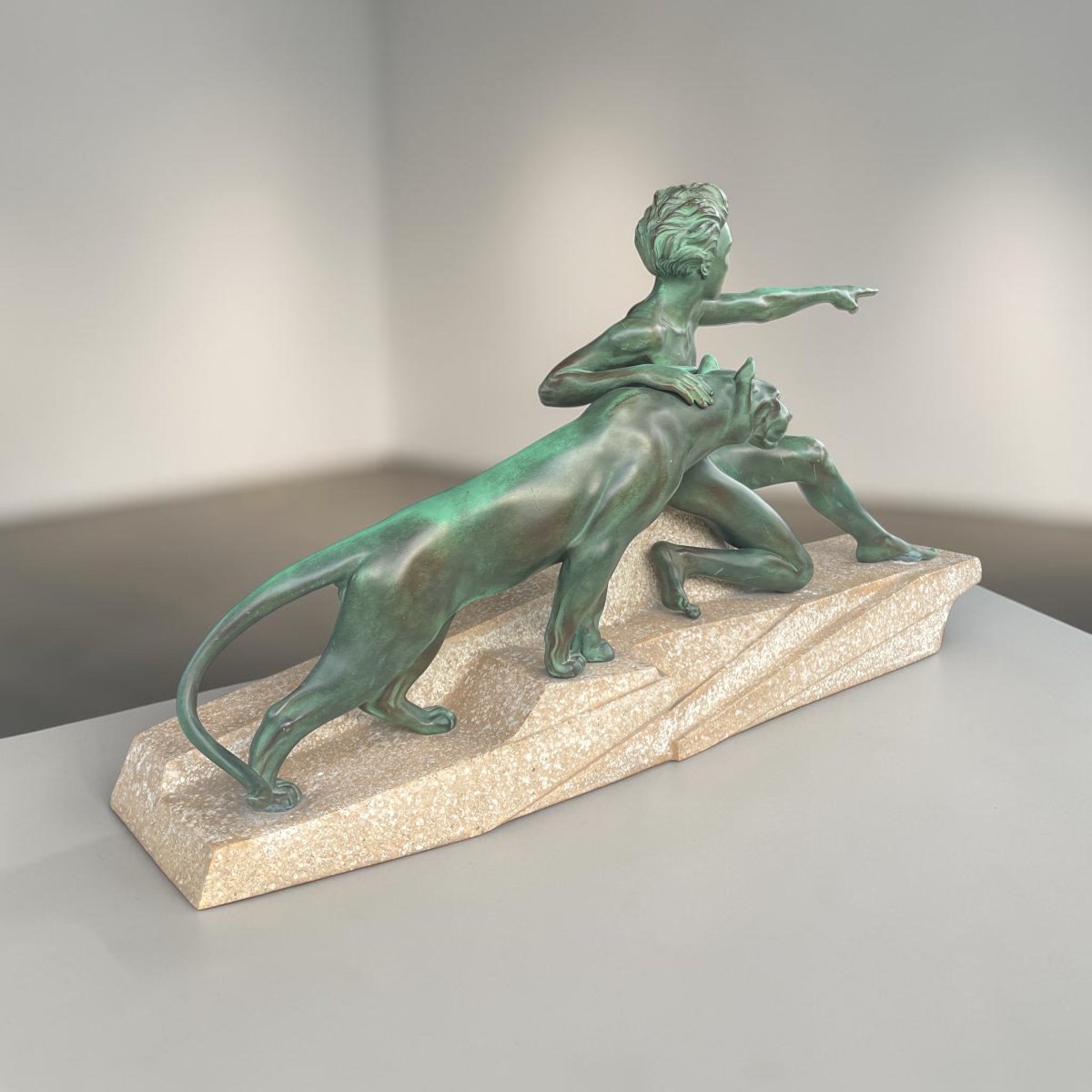 Max Le Verrier, “mowgli And Bagheera,” Art Deco Sculpture, Circa 1930-photo-4