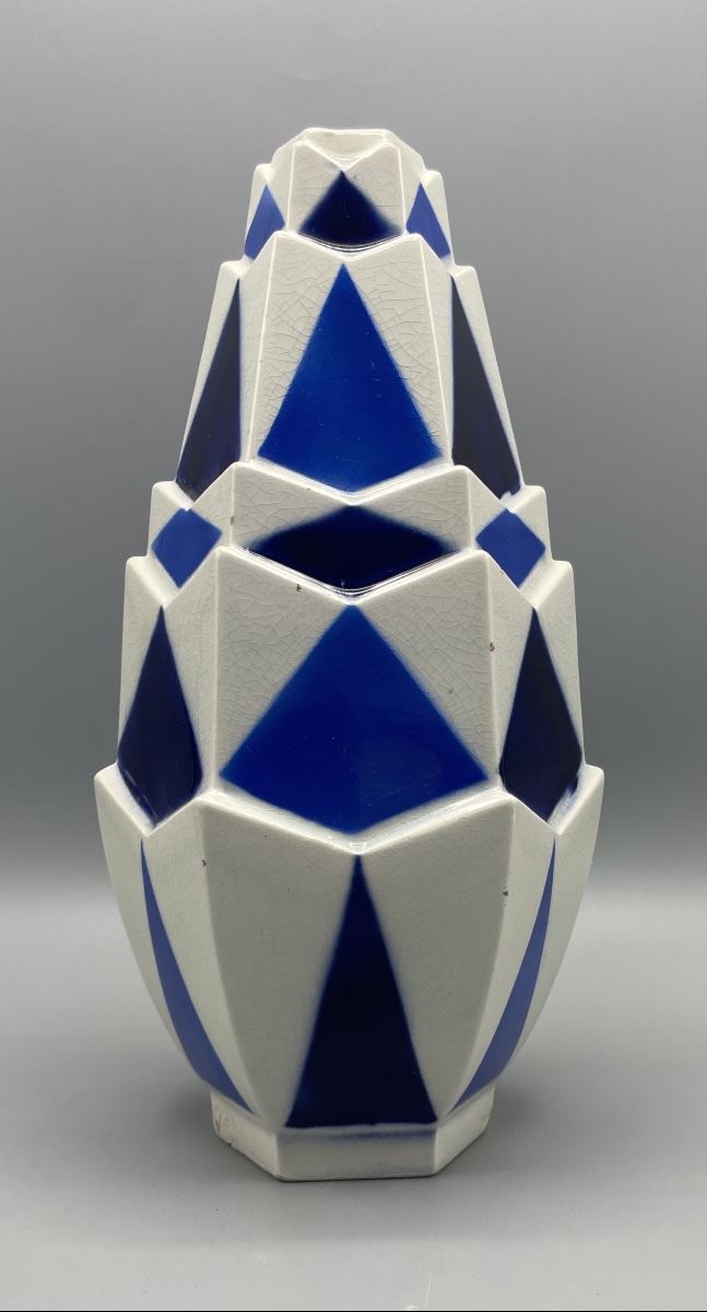 Modernist Art Deco Vase, Saint-clément, Model 777, Circa 1930-photo-4