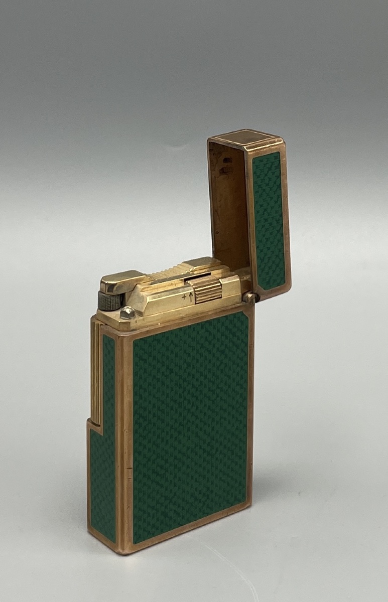 Briquet S.T. Dupont Paris – Laque verte et métal doré-photo-4