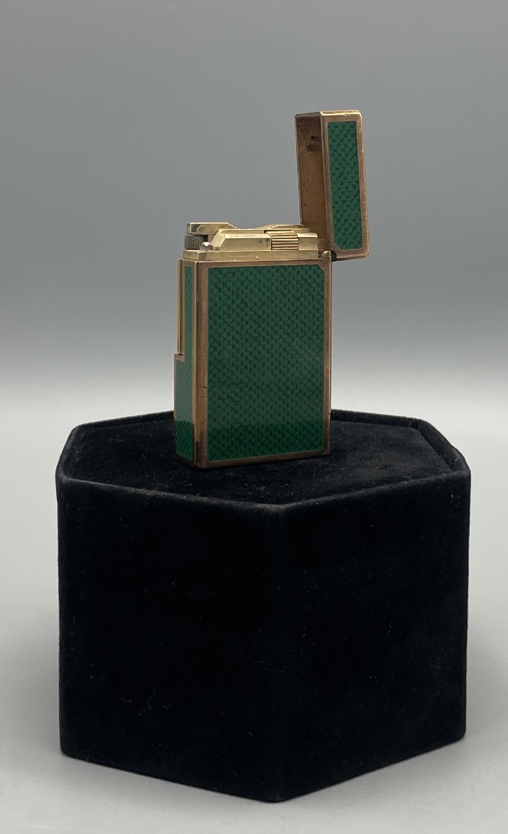 Briquet S.T. Dupont Paris – Laque verte et métal doré-photo-4