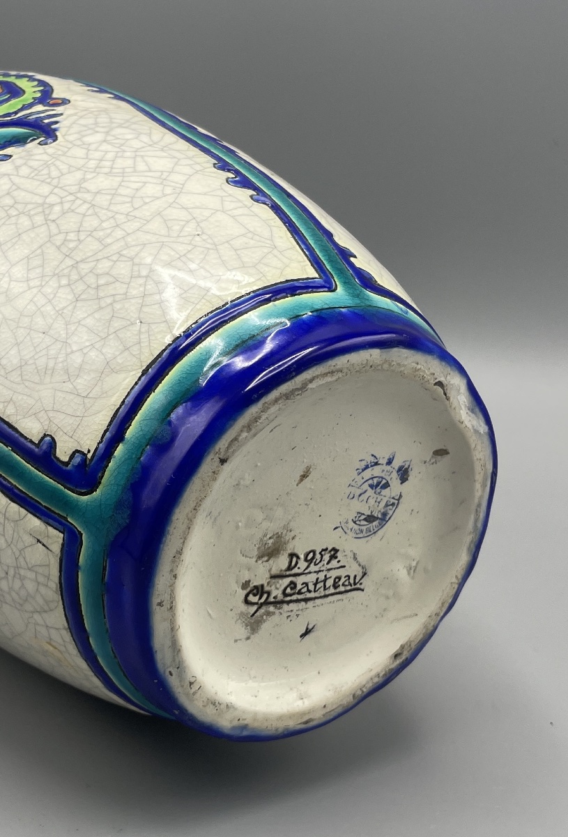 Charles Catteau – Vase Art Déco Boch Frères Keramis – Décor D.957 – Vers 1925-photo-1