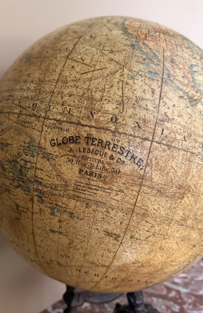 Globe terrestre ancien, J. Lebègue & Cie Éditeurs, Paris – fin XIXe -photo-2