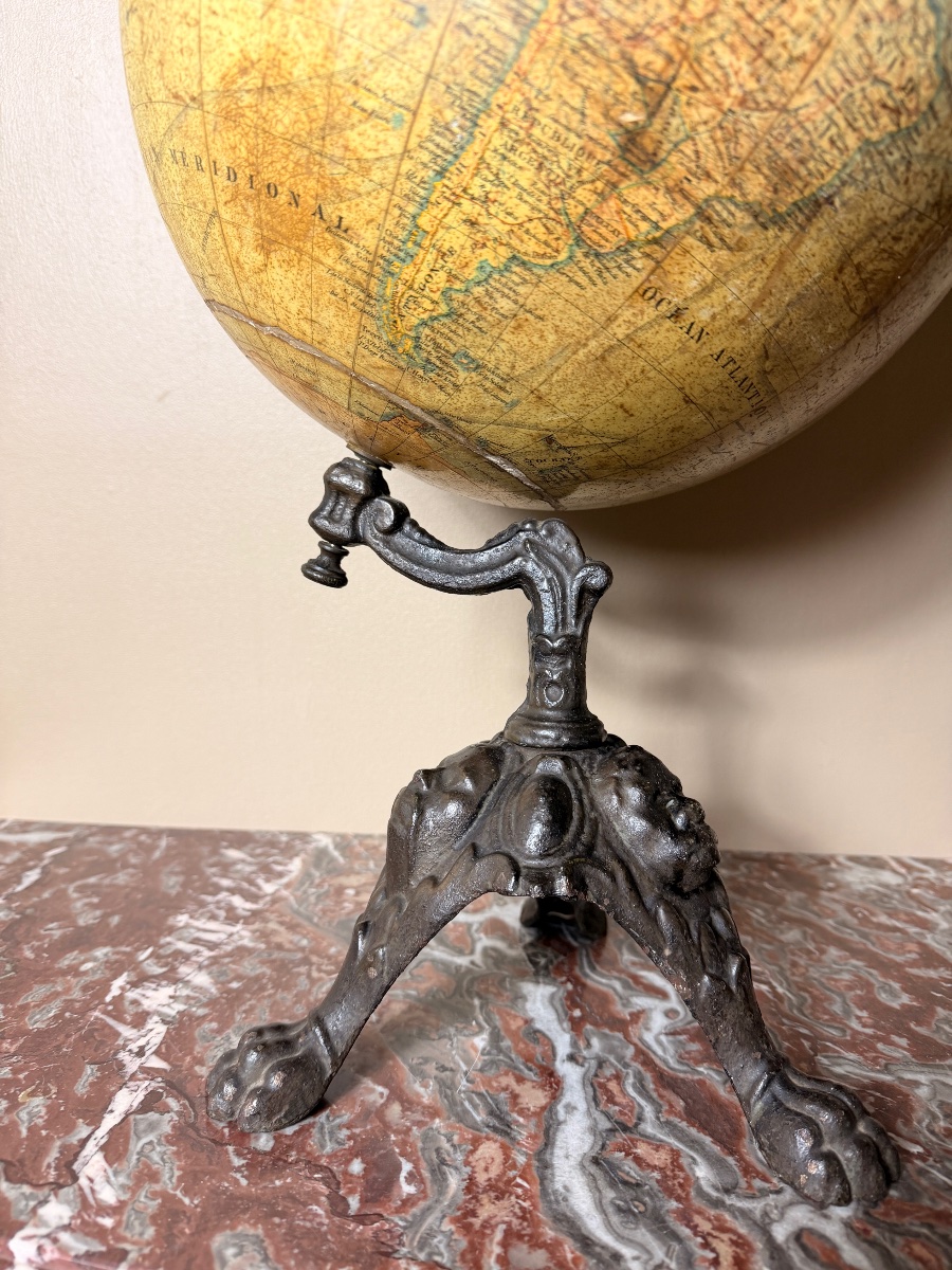Globe terrestre ancien, J. Lebègue & Cie Éditeurs, Paris – fin XIXe -photo-4