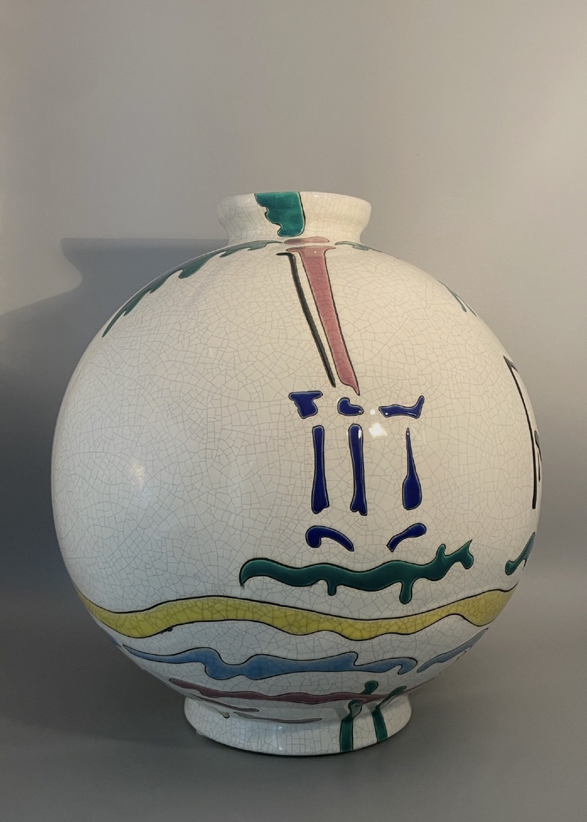 Grand vase boule en émaux de Longwy — Création Danillo Curetti-photo-4