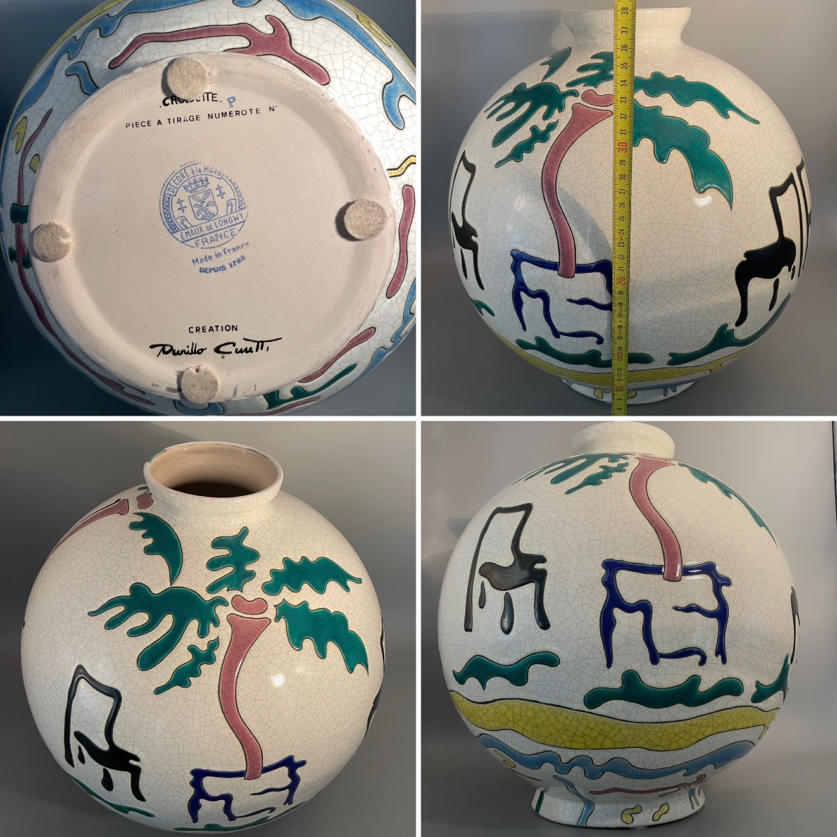Large Spherical Vase Made Of Longwy Enamel — Designed By Danillo Curetti-photo-2