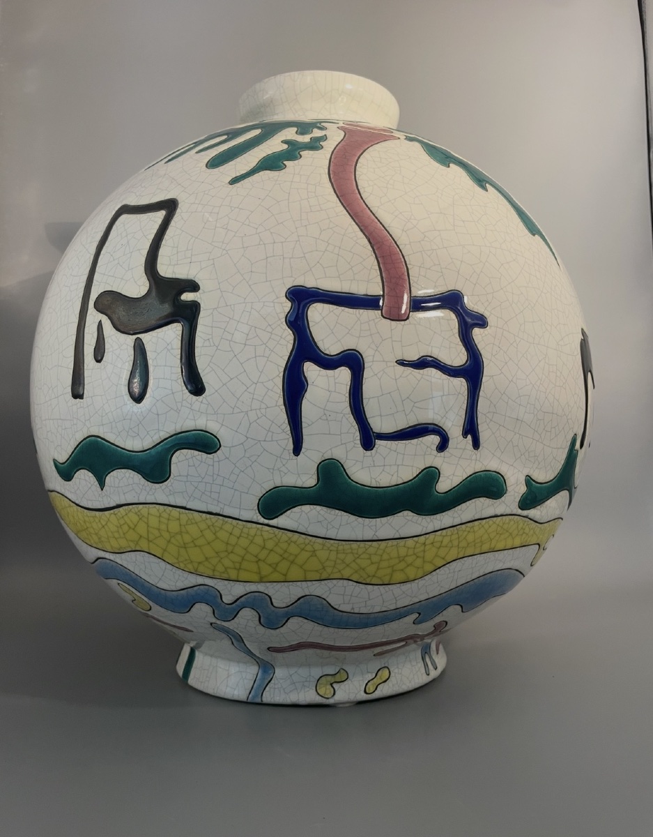 Grand vase boule en émaux de Longwy — Création Danillo Curetti-photo-3