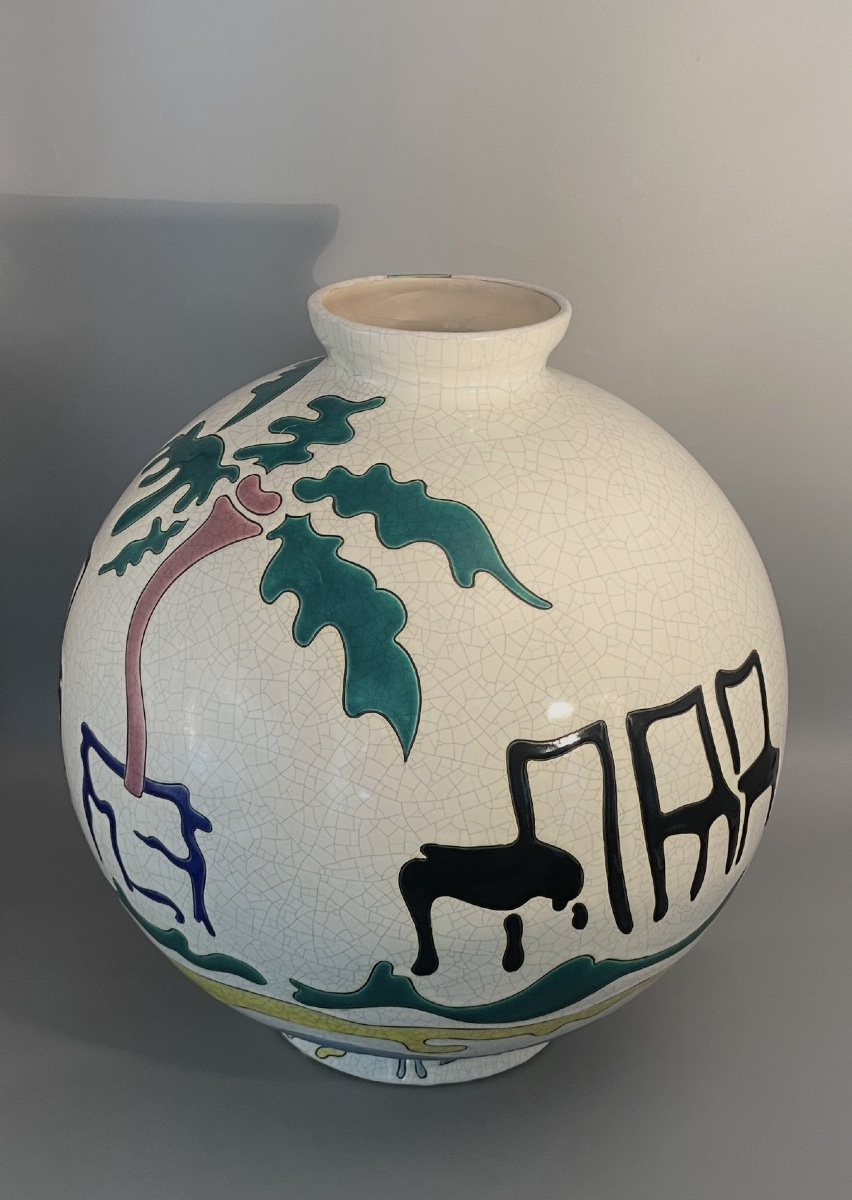 Grand vase boule en émaux de Longwy — Création Danillo Curetti-photo-4