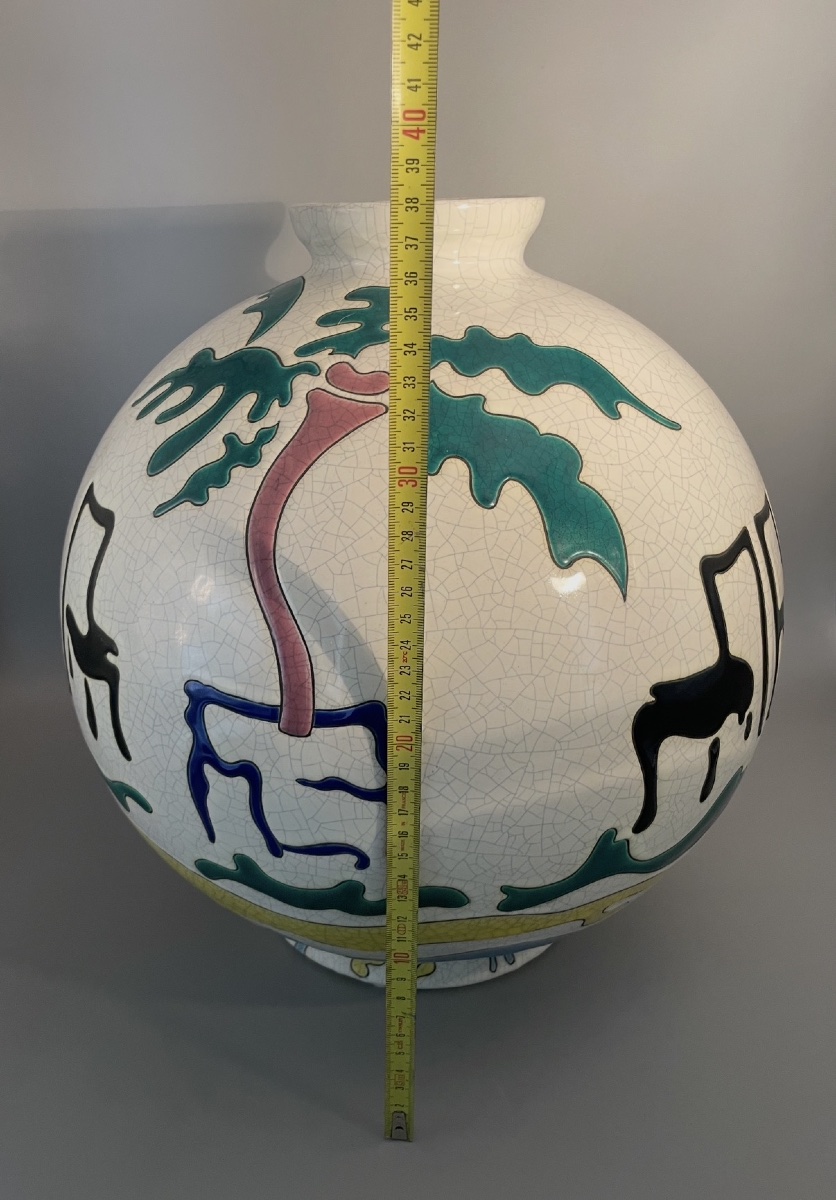 Grand vase boule en émaux de Longwy — Création Danillo Curetti-photo-6