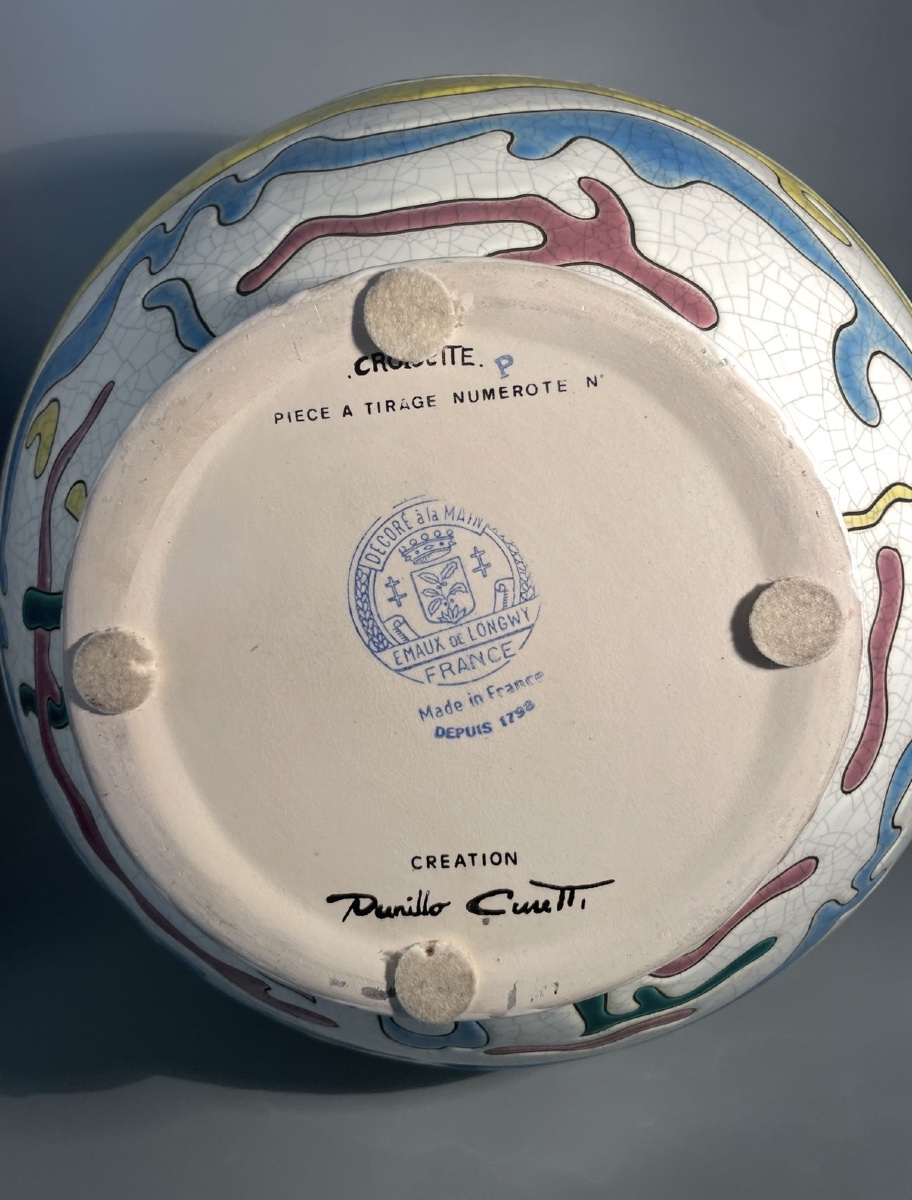 Grand vase boule en émaux de Longwy — Création Danillo Curetti-photo-7