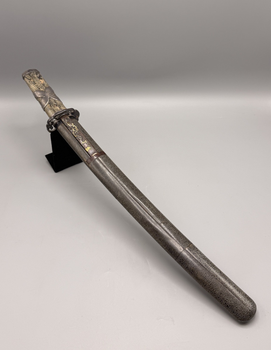 Wakizashi japonais fourreau en peau de raie et kozuka Vers 1860-photo-3