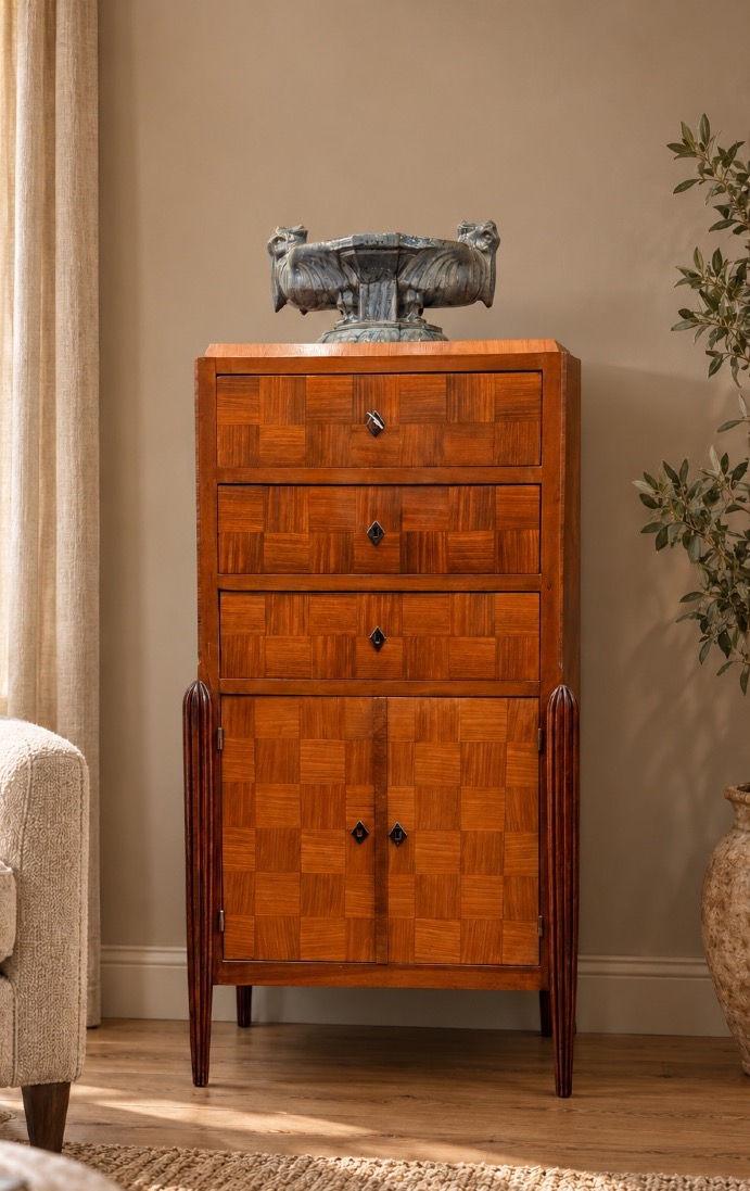 Art Deco Storage Cabinet With A Checkerboard Pattern -photo-3