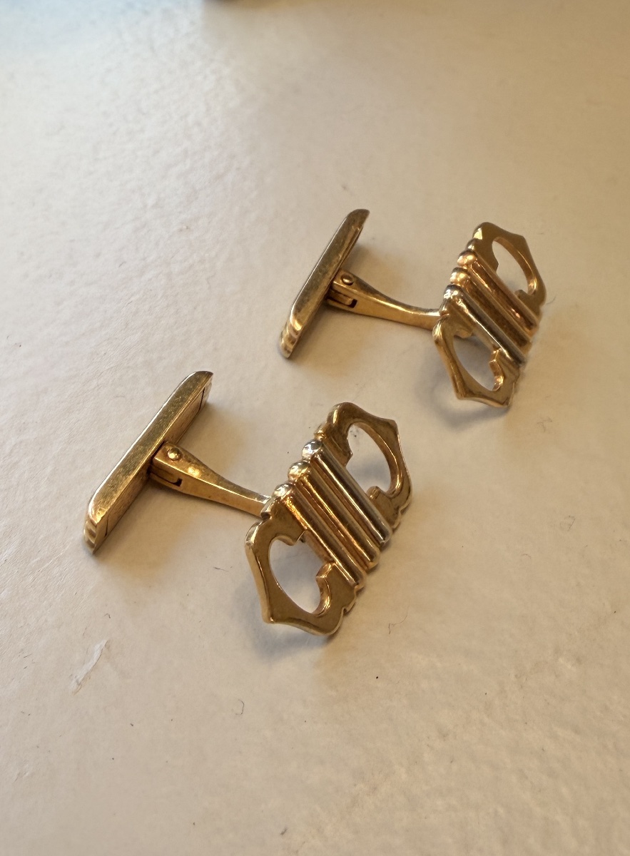 Cartier, 18-karat Gold Cufflinks With A Double C Motif And Gadroons; Signed And Numbered-photo-4