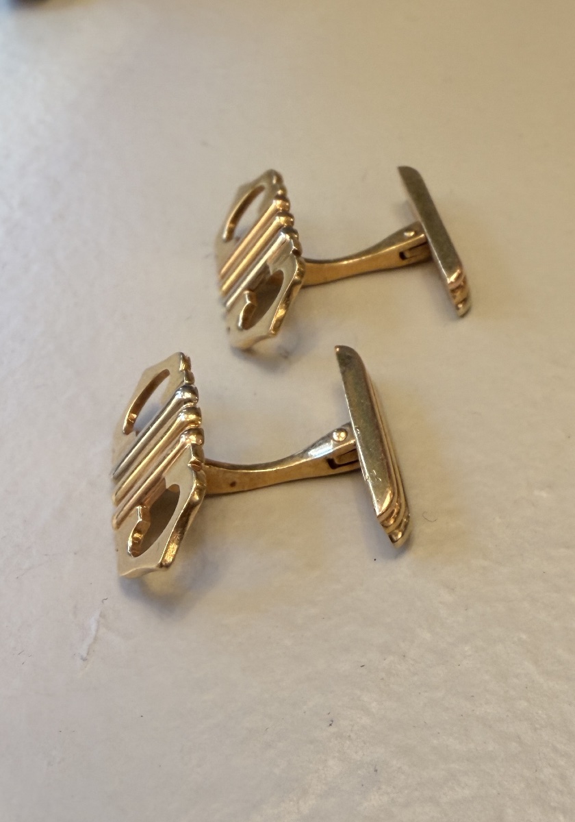 Cartier, 18-karat Gold Cufflinks With A Double C Motif And Gadroons; Signed And Numbered-photo-2