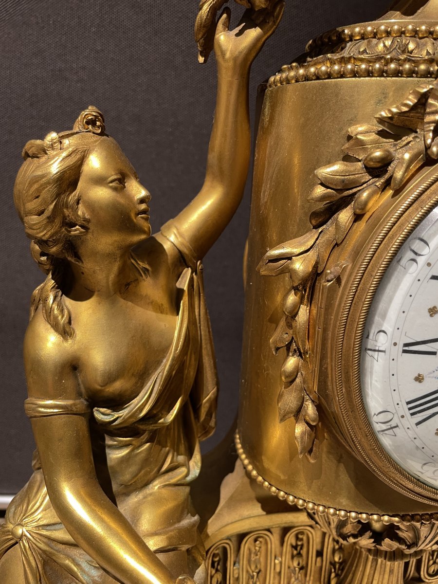 Bronze And Marble Clock By Raingo In Paris-photo-2