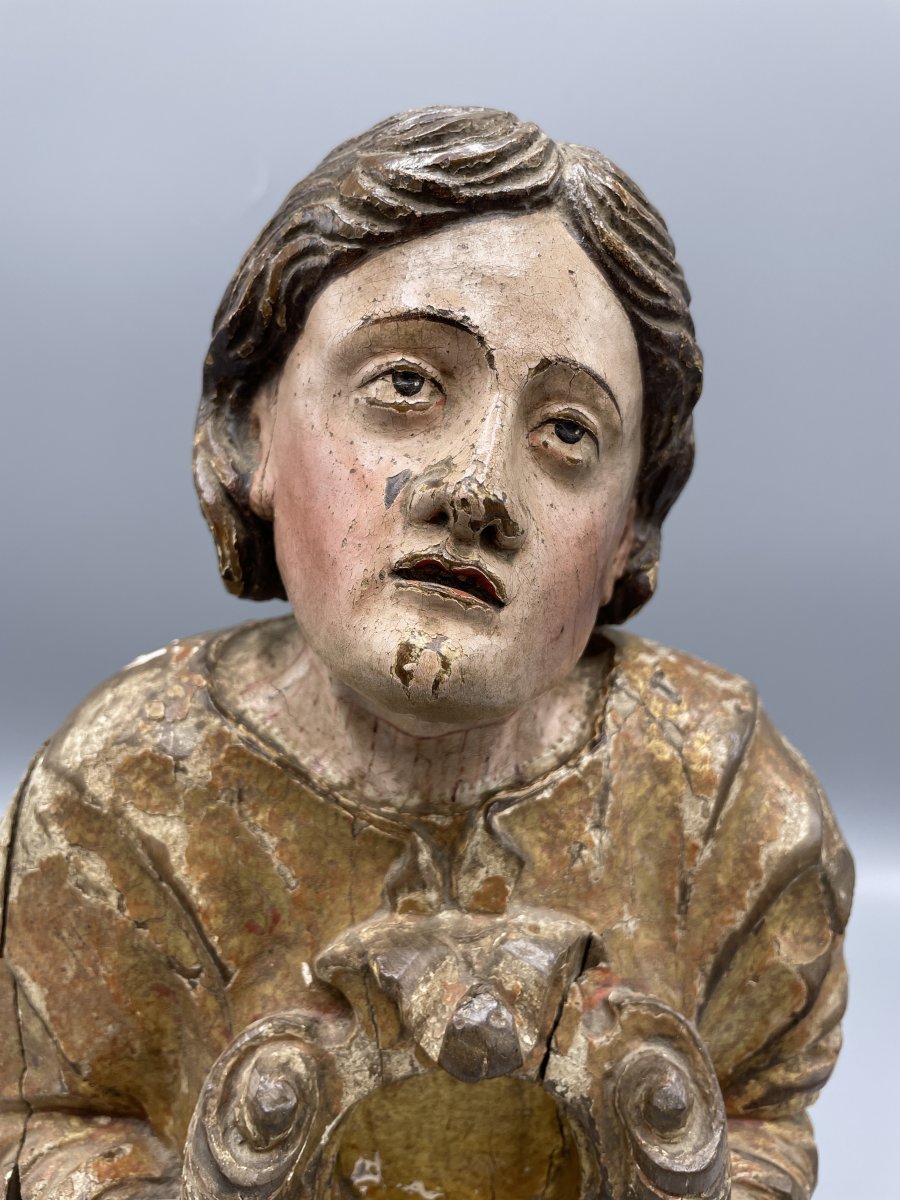 Reliquaire En Bois Sculpté XVIII-photo-2