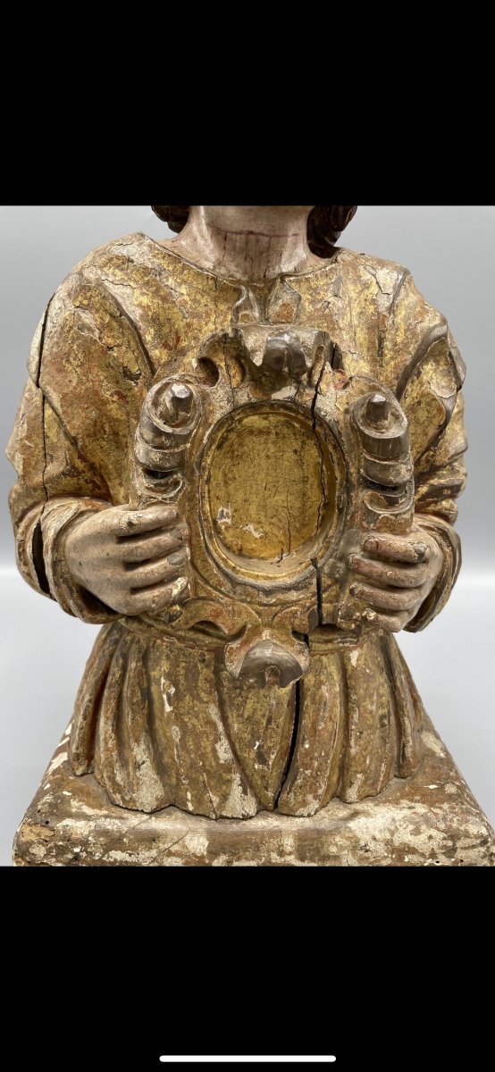 Reliquaire En Bois Sculpté XVIII-photo-4
