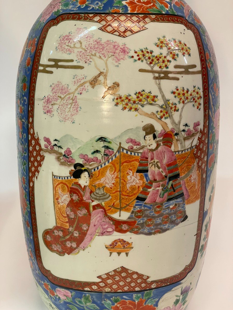 Paire de vase XIX Meiji "La préparation du Samouraï "-photo-3