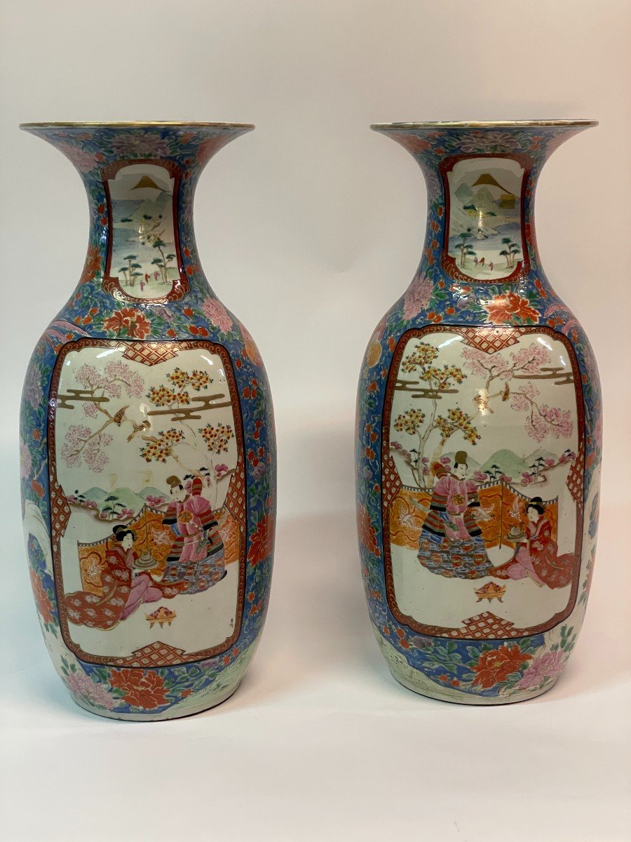 Paire de vase XIX Meiji "La préparation du Samouraï "-photo-4