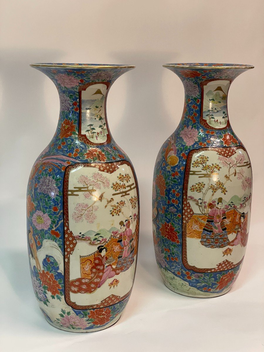 Pair Meiji Vase "the Preparation Of The Samurai"-photo-5