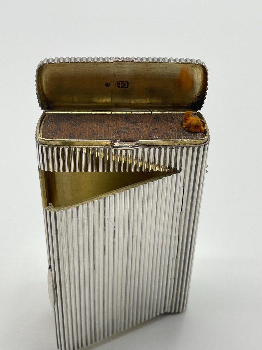 Cigarette And Pyrogen Box In Silver With Russian Hallmark-photo-1