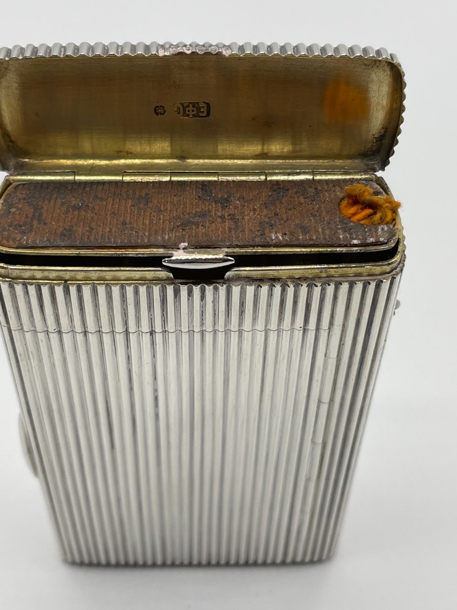 Cigarette And Pyrogen Box In Silver With Russian Hallmark-photo-5