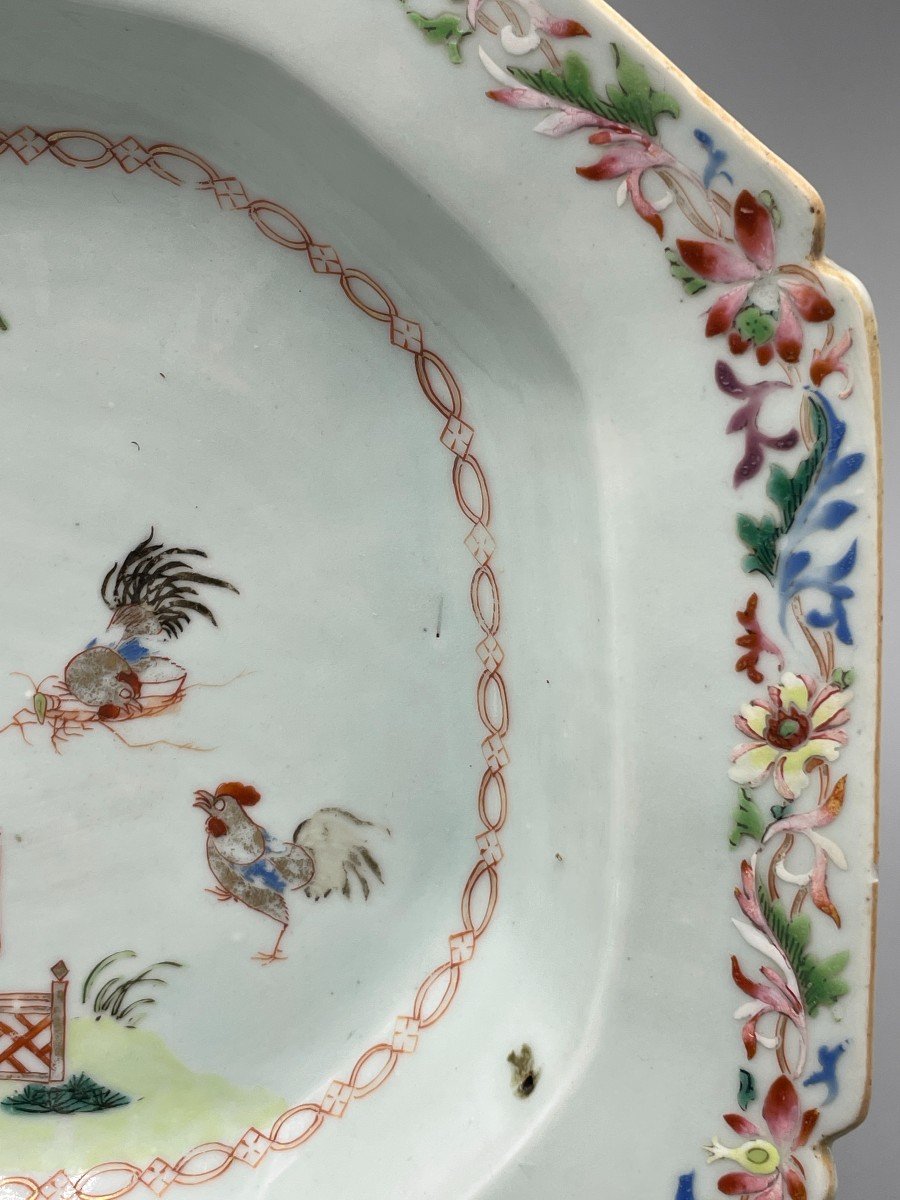 Plat Octogonal  En Porcelaine, Chine, Famille Rose XVIII Siècle, époque Quianlong 1736-1795 -photo-2
