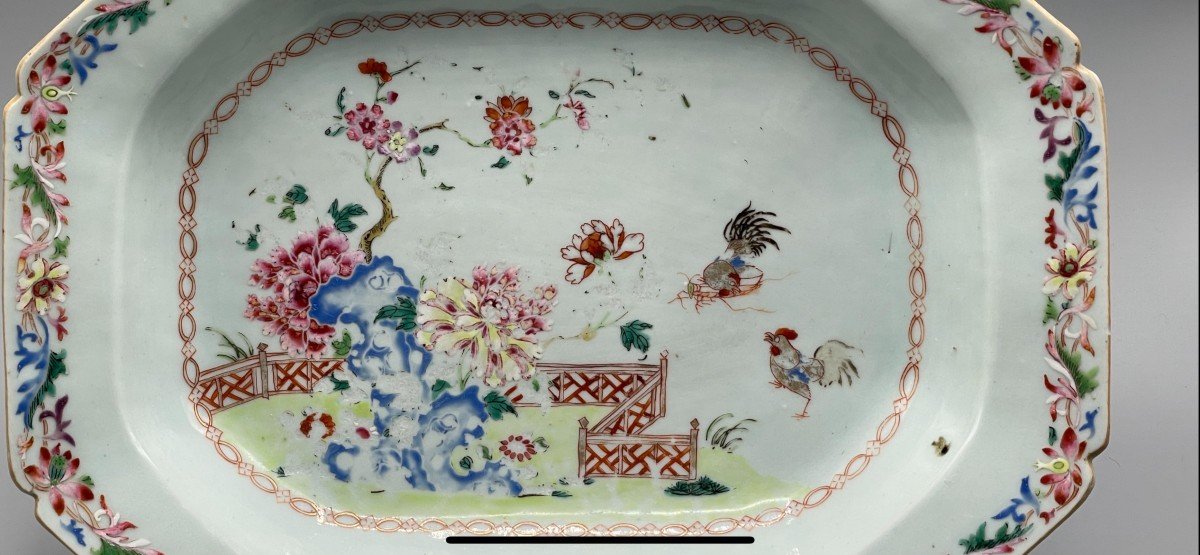 Octagonal Porcelain Dish, China, Famille Rose XVIII Century, Quianlong Period 1736-1795-photo-4