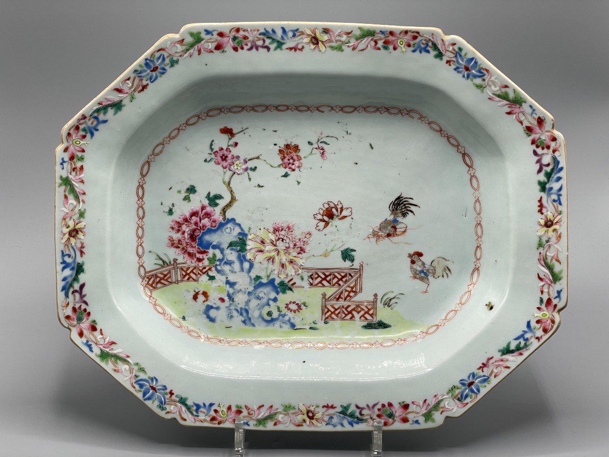 Plat Octogonal  En Porcelaine, Chine, Famille Rose XVIII Siècle, époque Quianlong 1736-1795 -photo-4