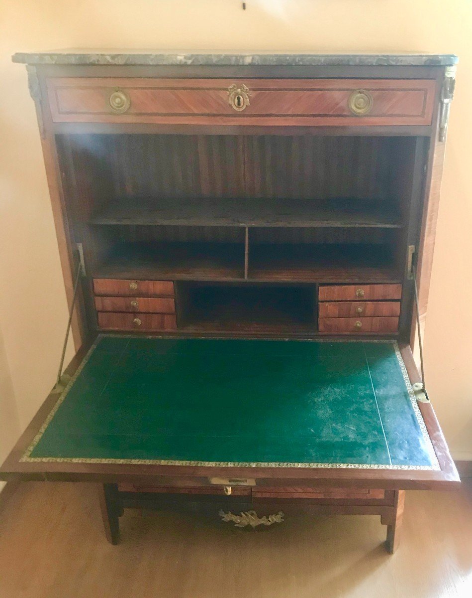 Louis XVI Period Folding Secretary In Marquetry-photo-3