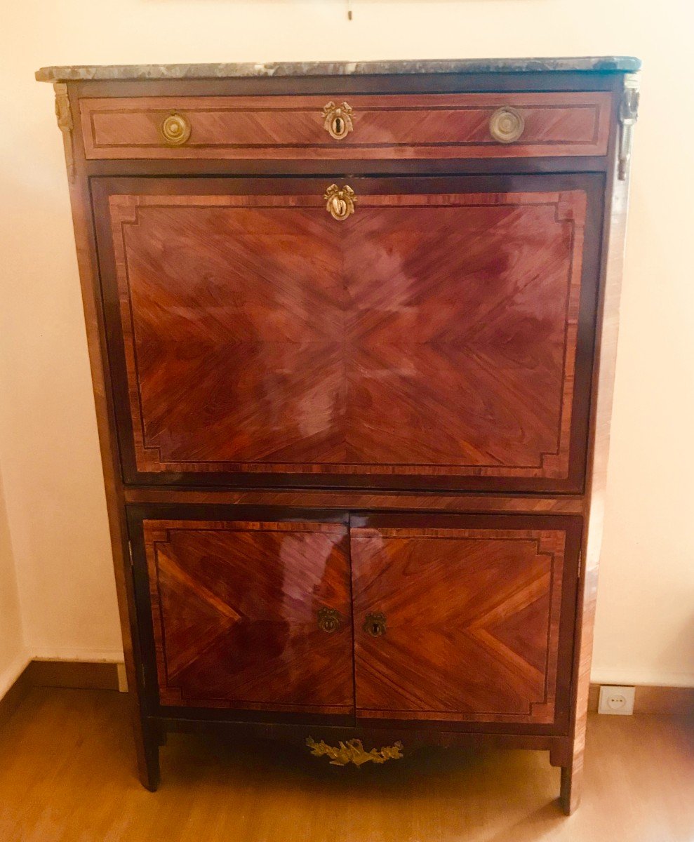 Louis XVI Period Folding Secretary In Marquetry