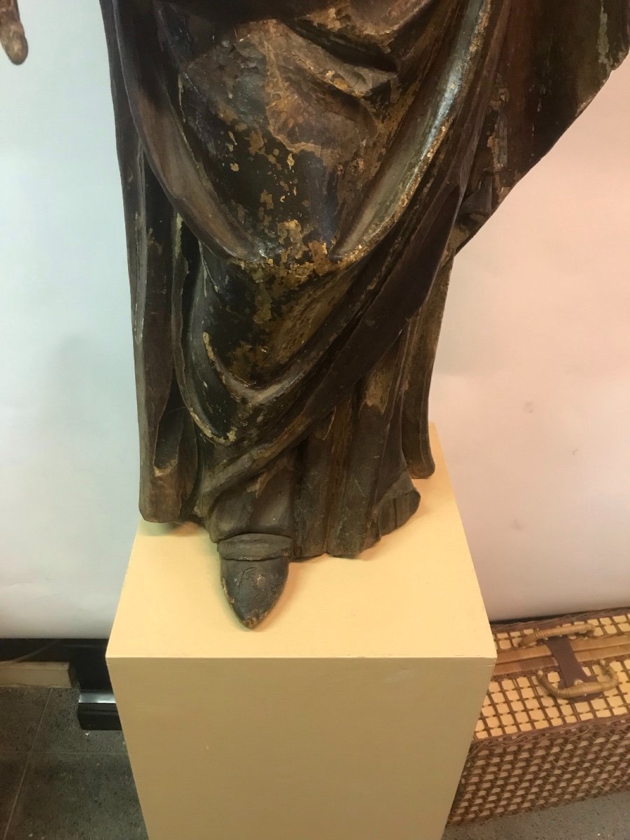 Saint En Bois Sculpté XVII Siècle -photo-7