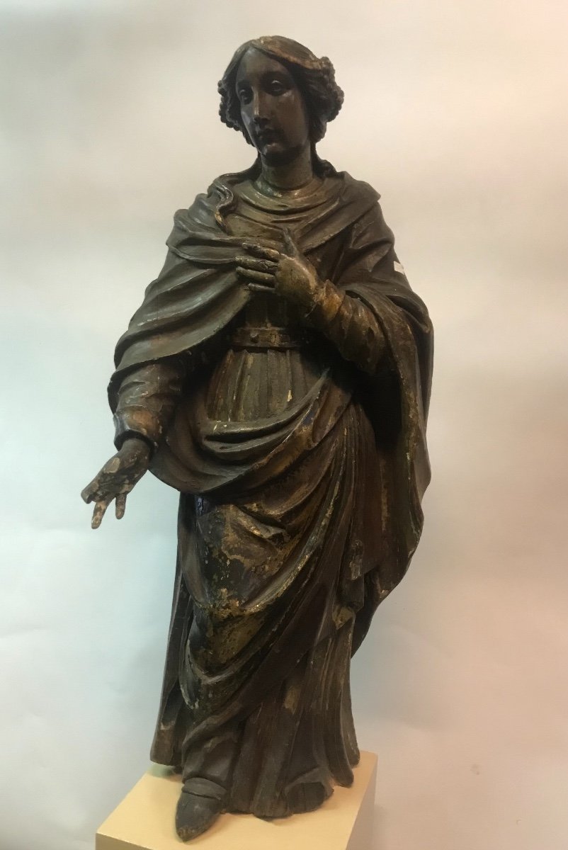 Saint En Bois Sculpté XVII Siècle 