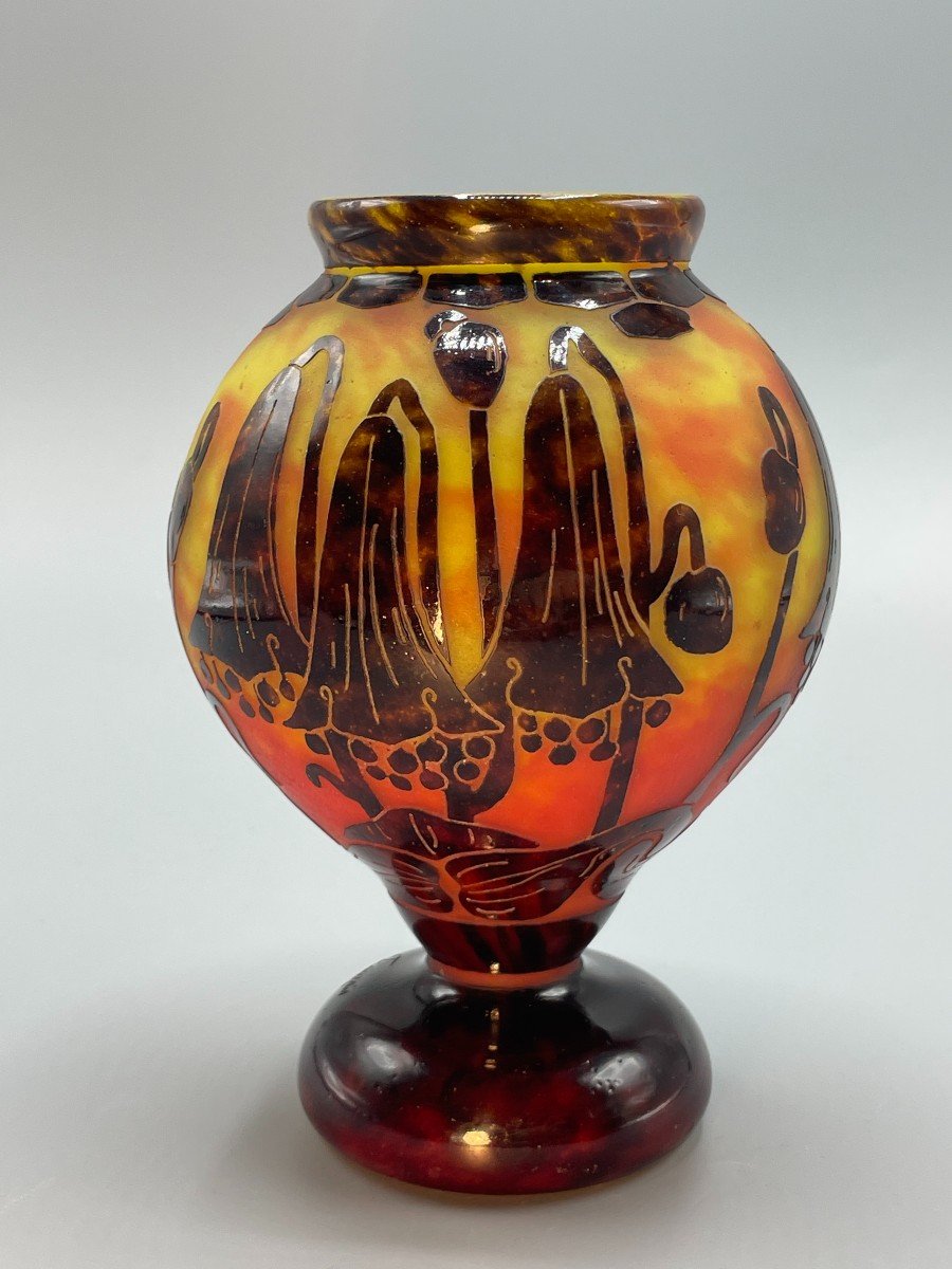 Art Deco Vase Pâte De Verre Signed French Glass