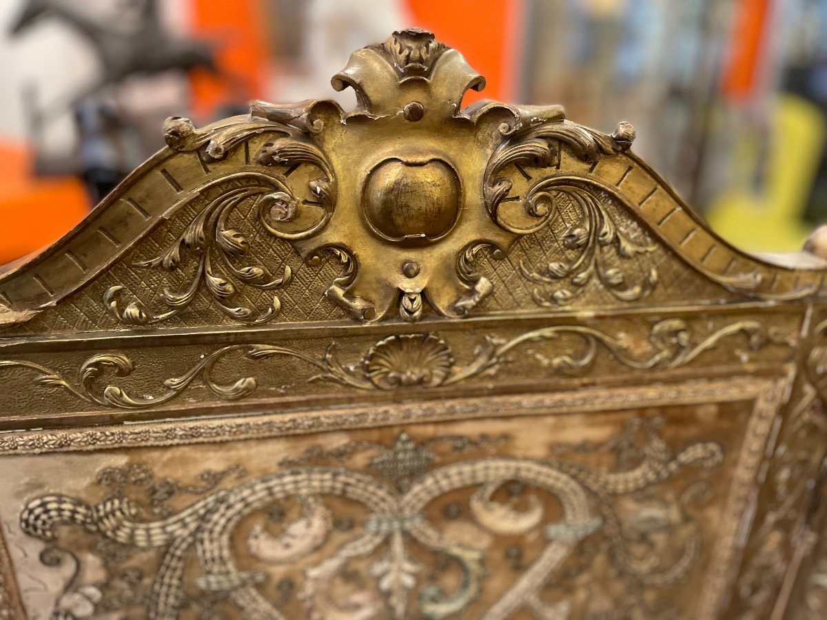 Paravent Louis XIV Bois Doré -photo-2