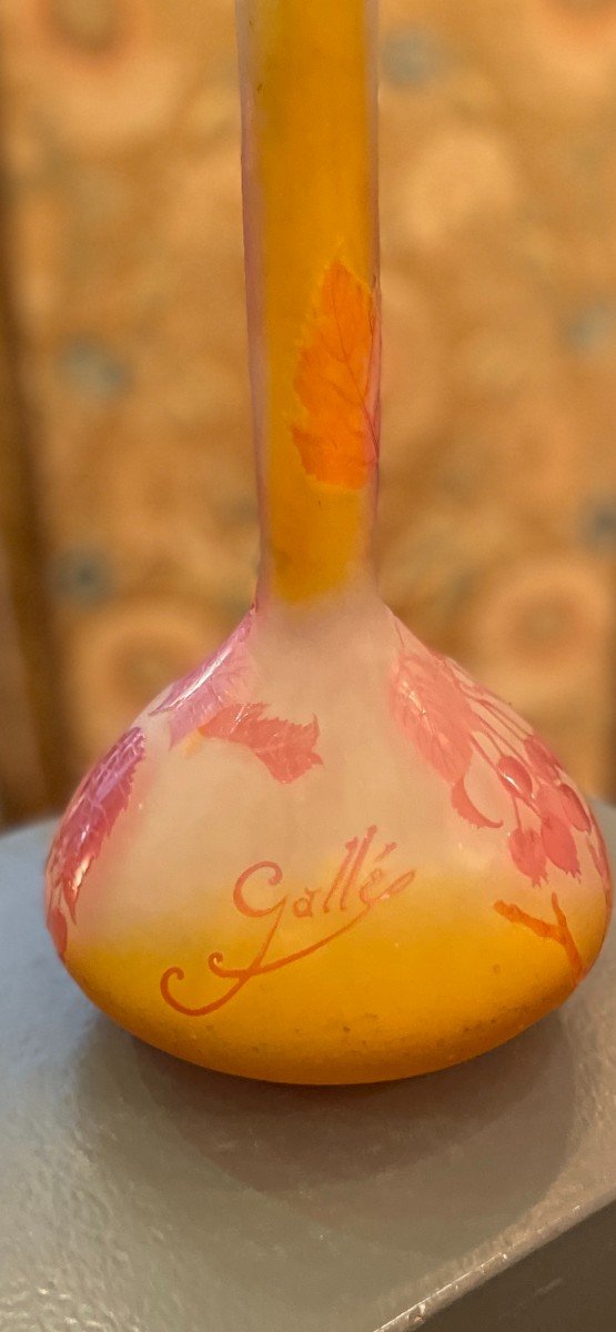 Vase Gallé Art Nouveau Au Décor De Fruits De Sureau Et Feuillages-photo-2