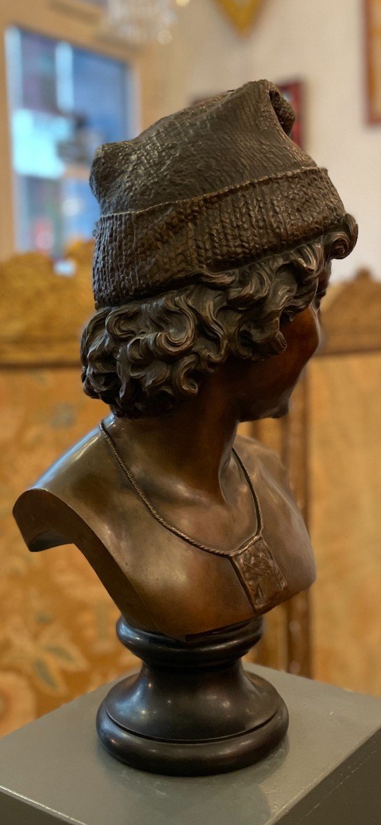 Buste En Bronze Jeune Napolitain XIX Siècle-photo-4