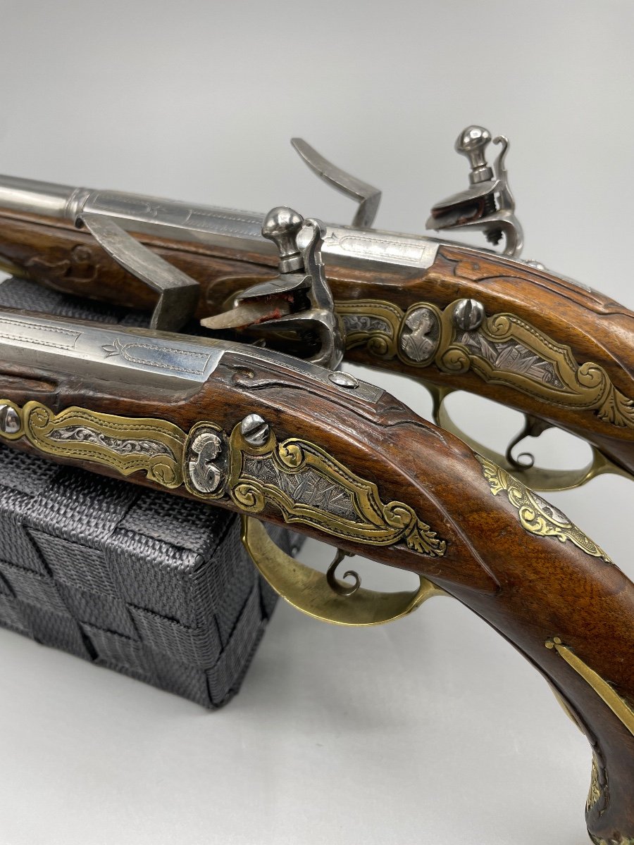 Pair Of Italian Pistol XVIII Century "a. Lazaro »-photo-3