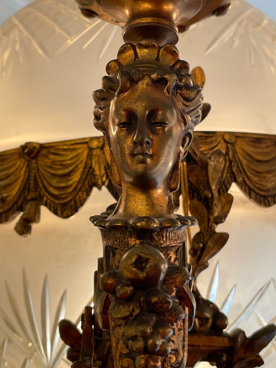 Lustre Bronze Et Cristal Louis XVI-photo-2