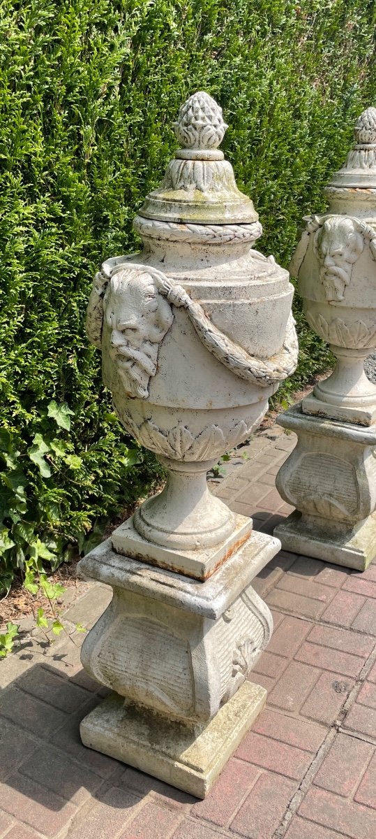 Importante Paire De Vase En Fonte De Style Louis XVI-photo-7
