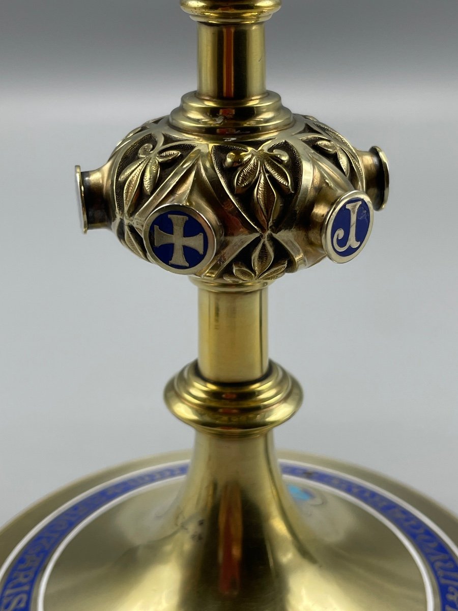 Chalice And Paten In Vermeil Silver In Neo Gothic Style-photo-3